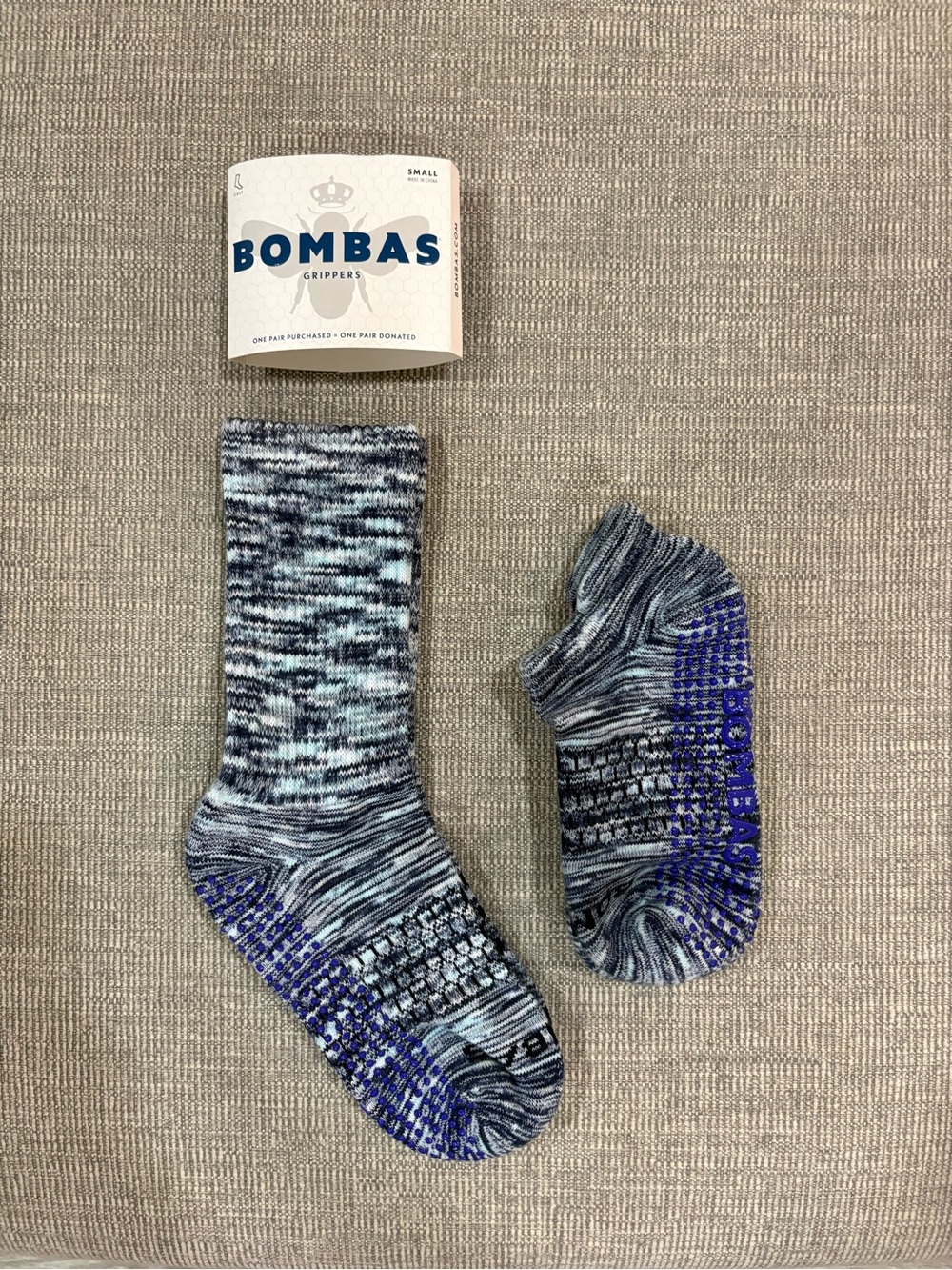 Bombas Gripper ankle/crew Socks in Marled Blue Size Small bundle (2 pairs)